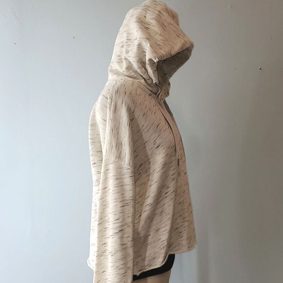 Abercrombie & Fitch Womens Crop Hoodie Sweatshirt Gray Space Dye Drawstring Med - Picture 3 of 17